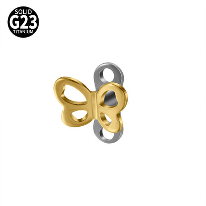 ASTM F136 Titanium Hollow Butterfly Dermal Anchor – Internally Threaded Surface Piercing Jewelry