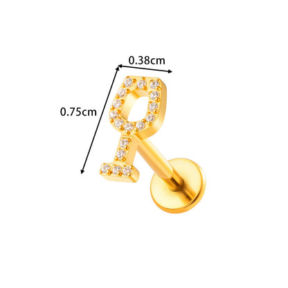 G23/F136 Titanium Fox, Wine Glass, Clover, Fish Internally Threaded Labret & Cartilage Piercing Jewelry