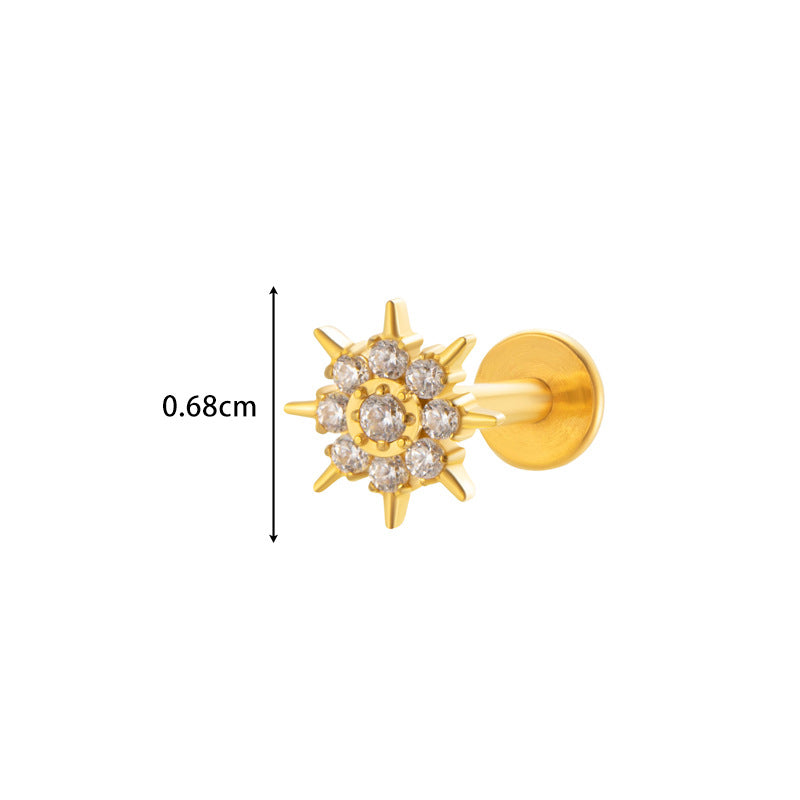 Implant Grade ASTM F136 Titanium Micro CZ Flat Back Stud | Internal Thread Cartilage & Lip Piercing Jewelry