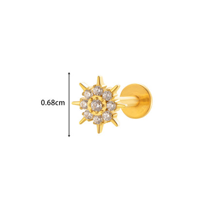 Implant Grade ASTM F136 Titanium Micro CZ Flat Back Stud | Internal Thread Cartilage & Lip Piercing Jewelry