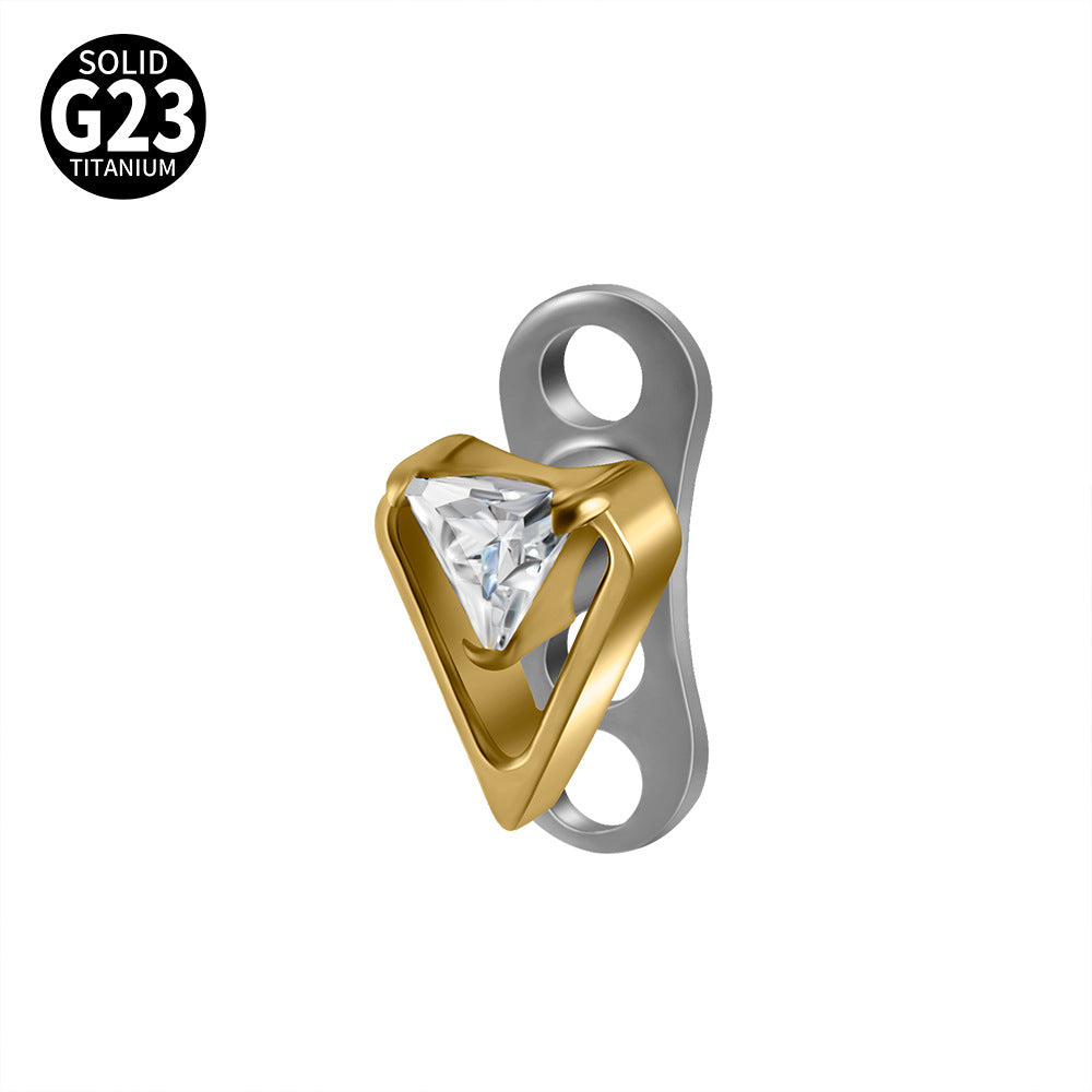 ASTM F136 Titanium Triangle Frame CZ Microdermal Anchor – Elegant Skin Implant Jewelry