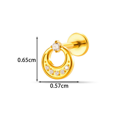Implant Grade G23 Titanium Cartilage Stud Geometric CZ | Internal Thread 16G Helix Tragus Flat Back Earring