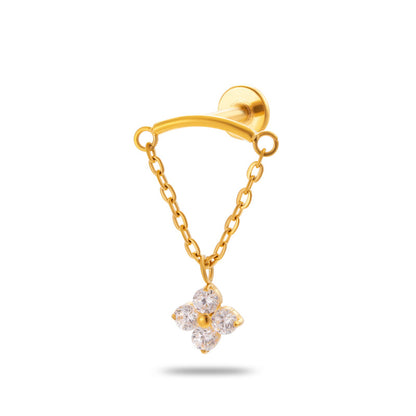 Titanium Dangle Piercing Stud with Zircon – Hypoallergenic Drop Earring for Cartilage & Earlobe