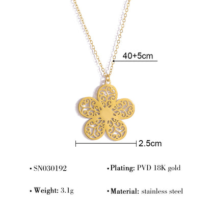 Fashion Stainless Steel Hollow Floral Pattern Clavicle Necklace Elegant Commuter Accessory