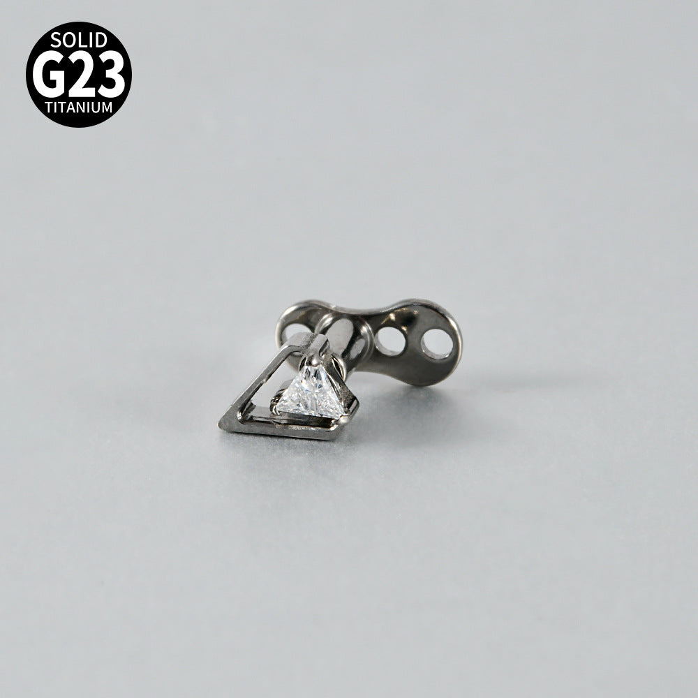 ASTM F136 Titanium Triangle Frame CZ Microdermal Anchor – Elegant Skin Implant Jewelry