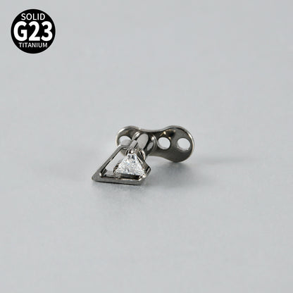 ASTM F136 Titanium Triangle Frame CZ Microdermal Anchor – Elegant Skin Implant Jewelry