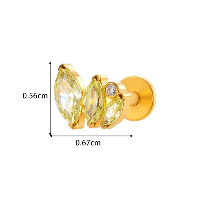 Titanium Threaded Piercing Stud – Hypoallergenic Flat Back Earring with Sparkling Zircon