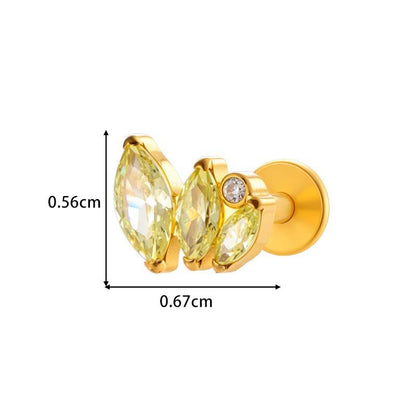 Titanium Threaded Piercing Stud – Hypoallergenic Flat Back Earring with Sparkling Zircon