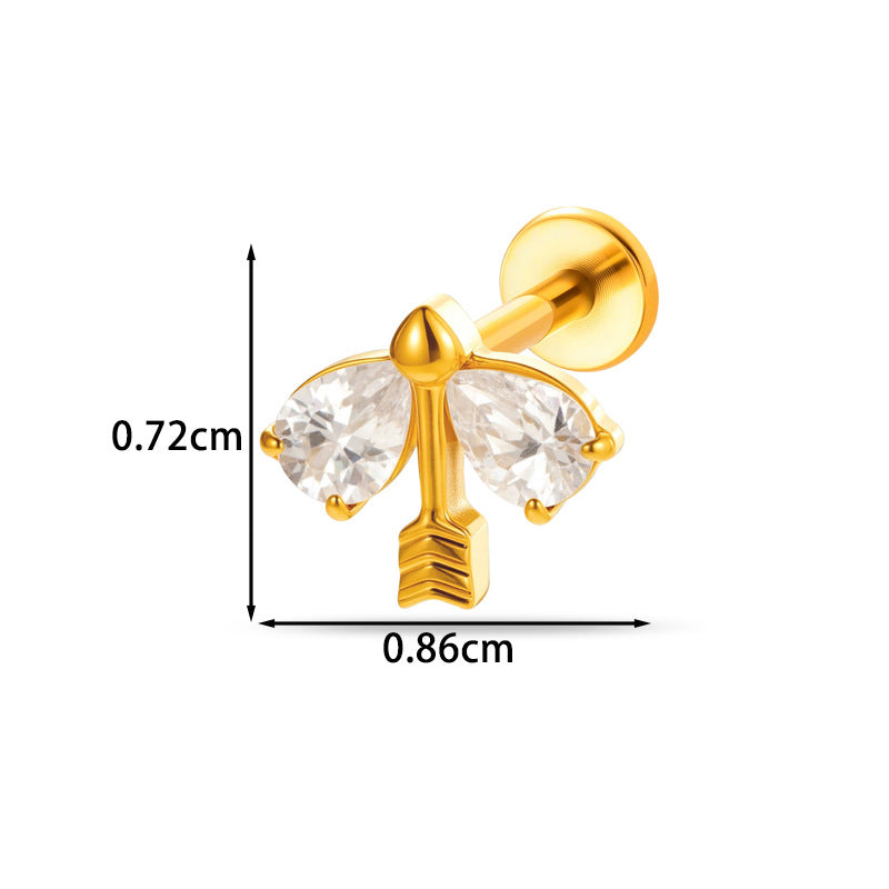 Implant Grade ASTM F136 Titanium Classic CZ Flat Back Labret Stud | Internal Thread Ear & Lip Piercing Jewelry