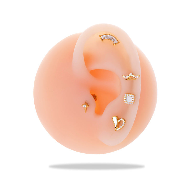 G23 Titanium Heart-shaped Zircon-Set Threaded Lip Piercing Bar & Cartilage Earring – Stylish and Trendy Piercing Jewelry for Lips and Ears
