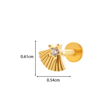 Implant Grade ASTM F136 Titanium Micro CZ Flat Back Stud | Internal Thread Cartilage & Lip Piercing Jewelry