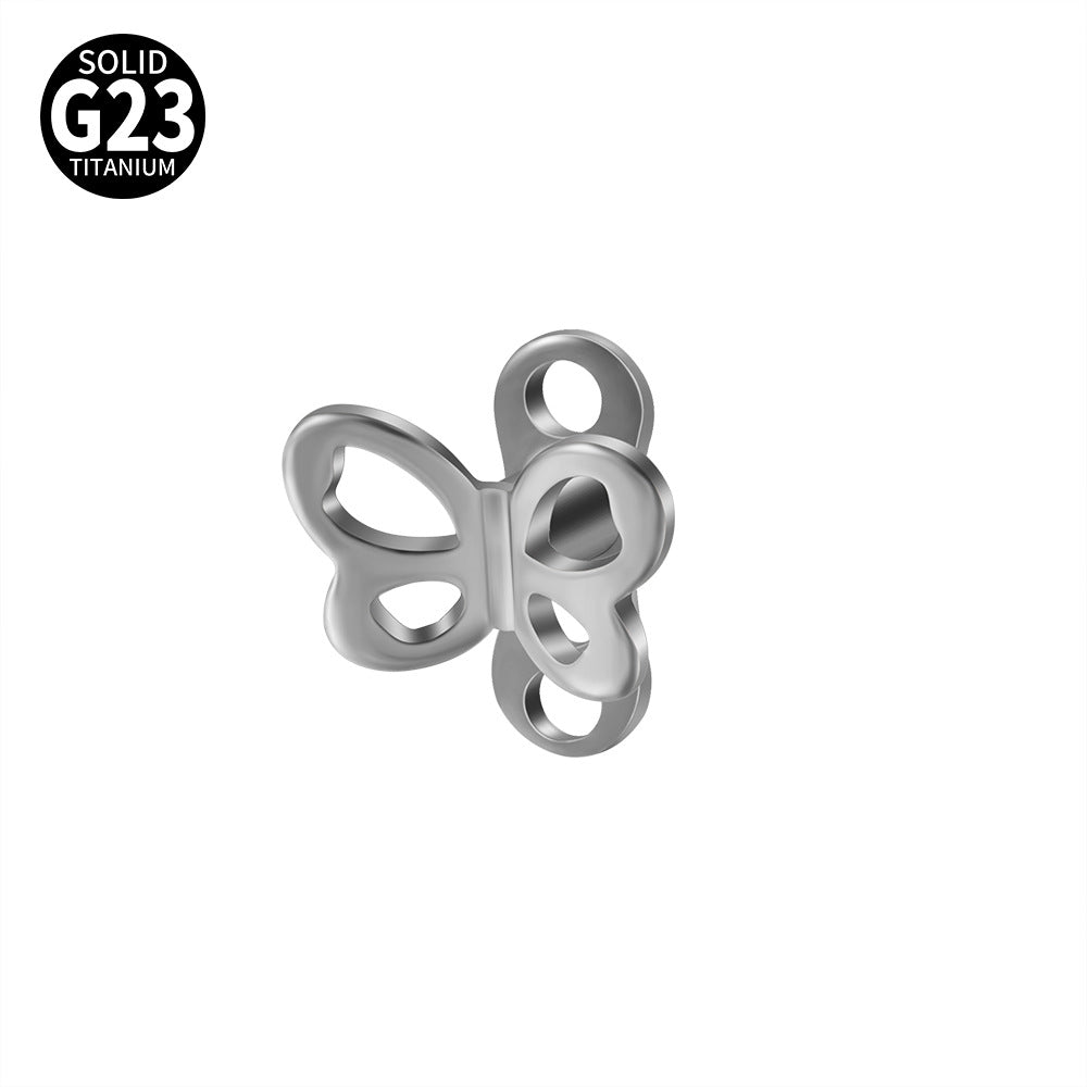 ASTM F136 Titanium Hollow Butterfly Dermal Anchor – Internally Threaded Surface Piercing Jewelry