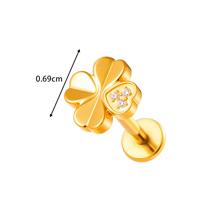 G23/F136 Titanium Fox, Wine Glass, Clover, Fish Internally Threaded Labret & Cartilage Piercing Jewelry