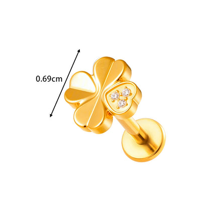 G23/F136 Titanium Fox, Wine Glass, Clover, Fish Internally Threaded Labret & Cartilage Piercing Jewelry