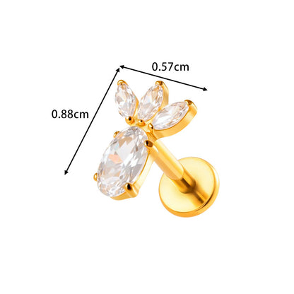 G23/F136 Titanium Zircon-Set Cherry, Dragonfly, Cherry Blossom, Bat, Leaf Internal Thread Lip & Cartilage Piercing Jewelry