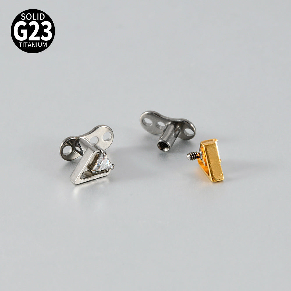 ASTM F136 Titanium Triangle Frame CZ Microdermal Anchor – Elegant Skin Implant Jewelry