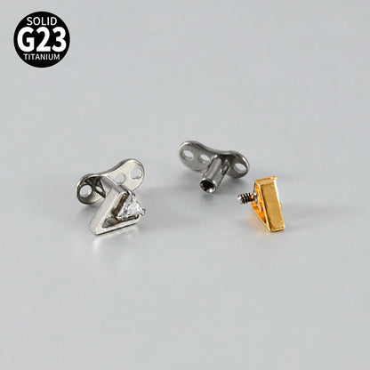 ASTM F136 Titanium Triangle Frame CZ Microdermal Anchor – Elegant Skin Implant Jewelry