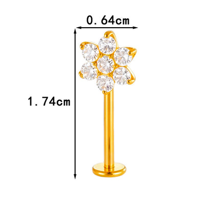 G23 Titanium Flower Lip Piercing & Cartilage Piercing Jewelry – High-End Design with Zircon | Wanti Jewelry