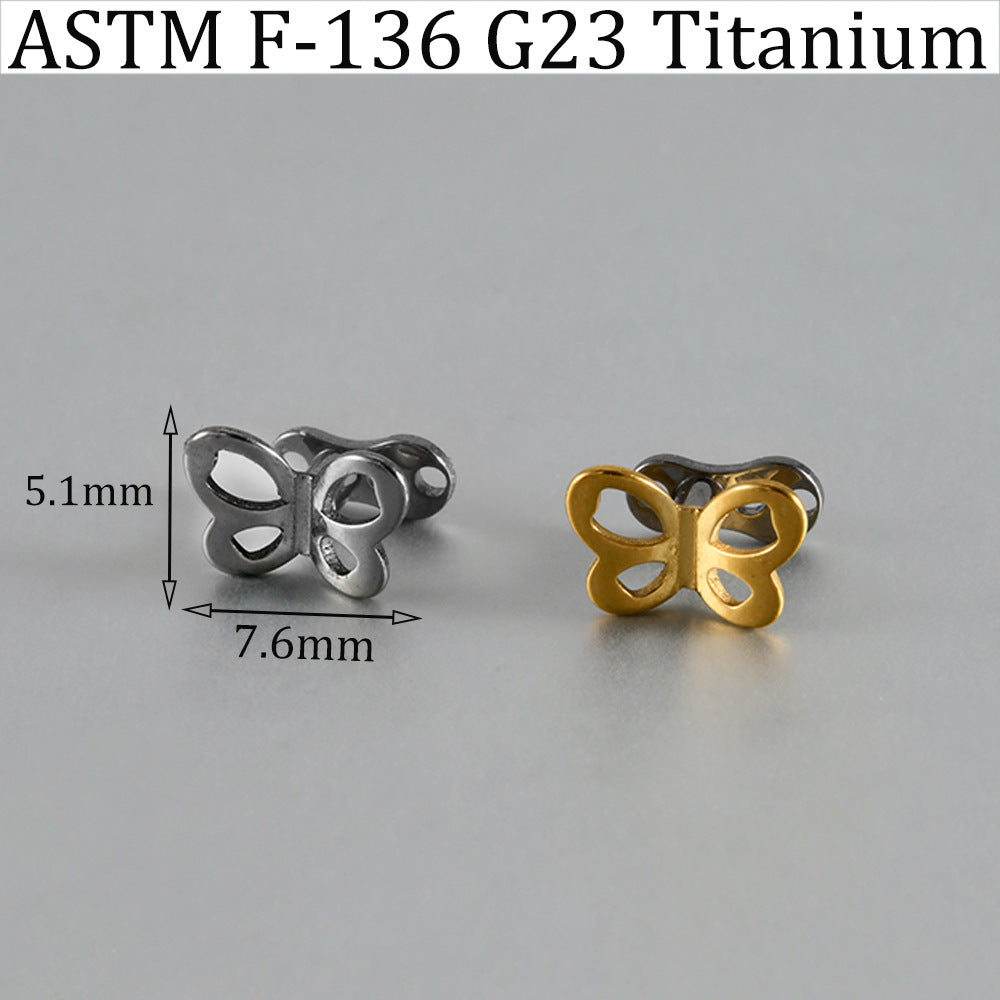 ASTM F136 Titanium Hollow Butterfly Dermal Anchor – Internally Threaded Surface Piercing Jewelry