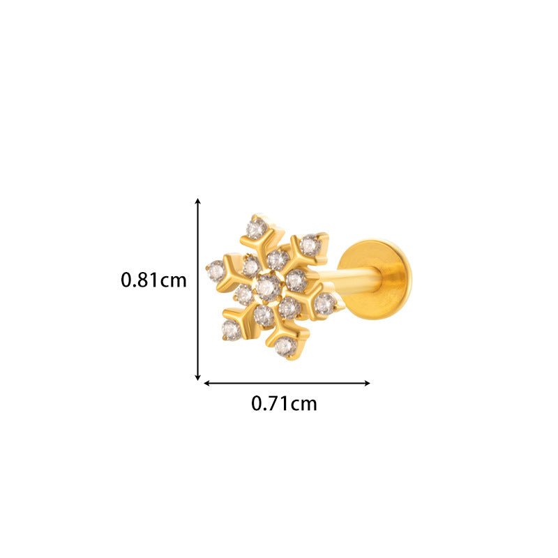 Implant Grade ASTM F136 Titanium Micro CZ Flat Back Stud | Internal Thread Cartilage & Lip Piercing Jewelry
