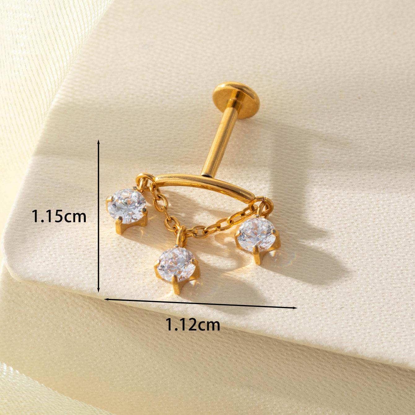 F136 Titanium Zircon Chain Piercing Jewelry – Push Pin Lip & Cartilage Stud,  Drop Designs