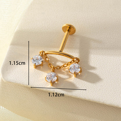 F136 Titanium Zircon Chain Piercing Jewelry – Push Pin Lip & Cartilage Stud,  Drop Designs