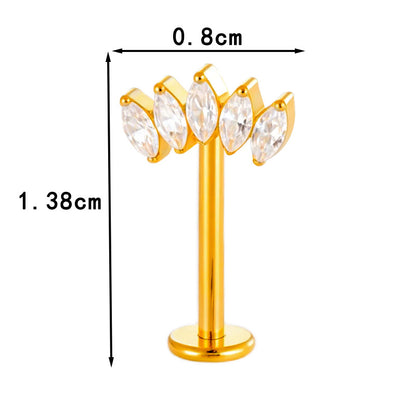 G23 Titanium Flower Lip Piercing & Cartilage Piercing Jewelry – High-End Design with Zircon | Wanti Jewelry