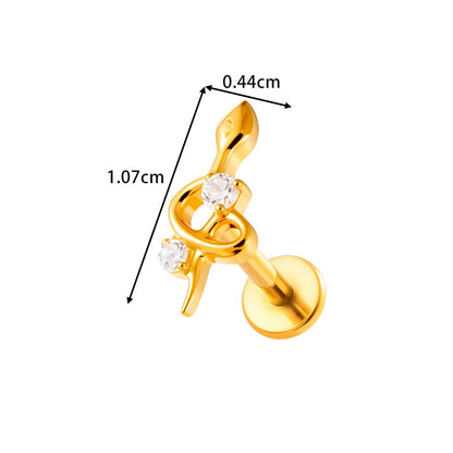 G23/F136 Titanium Fox, Wine Glass, Clover, Fish Internally Threaded Labret & Cartilage Piercing Jewelry