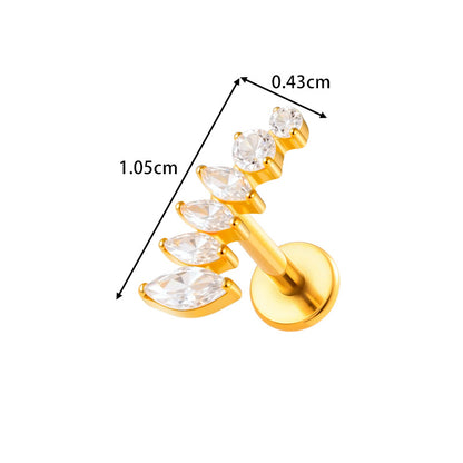 G23/F136 Titanium Zircon-Set Cherry, Dragonfly, Cherry Blossom, Bat, Leaf Internal Thread Lip & Cartilage Piercing Jewelry