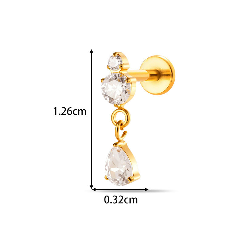 Implant Grade ASTM F136 Titanium Threadless Push Pin Zircon Geometric Flat Back Stud | Helix Cartilage Tragus Lip Piercing Jewelry