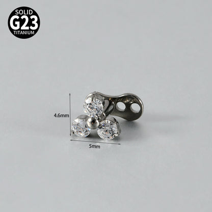 Gold Triple Round CZ Flower Microdermal – ASTM F136 Titanium Surface Implant Jewelry