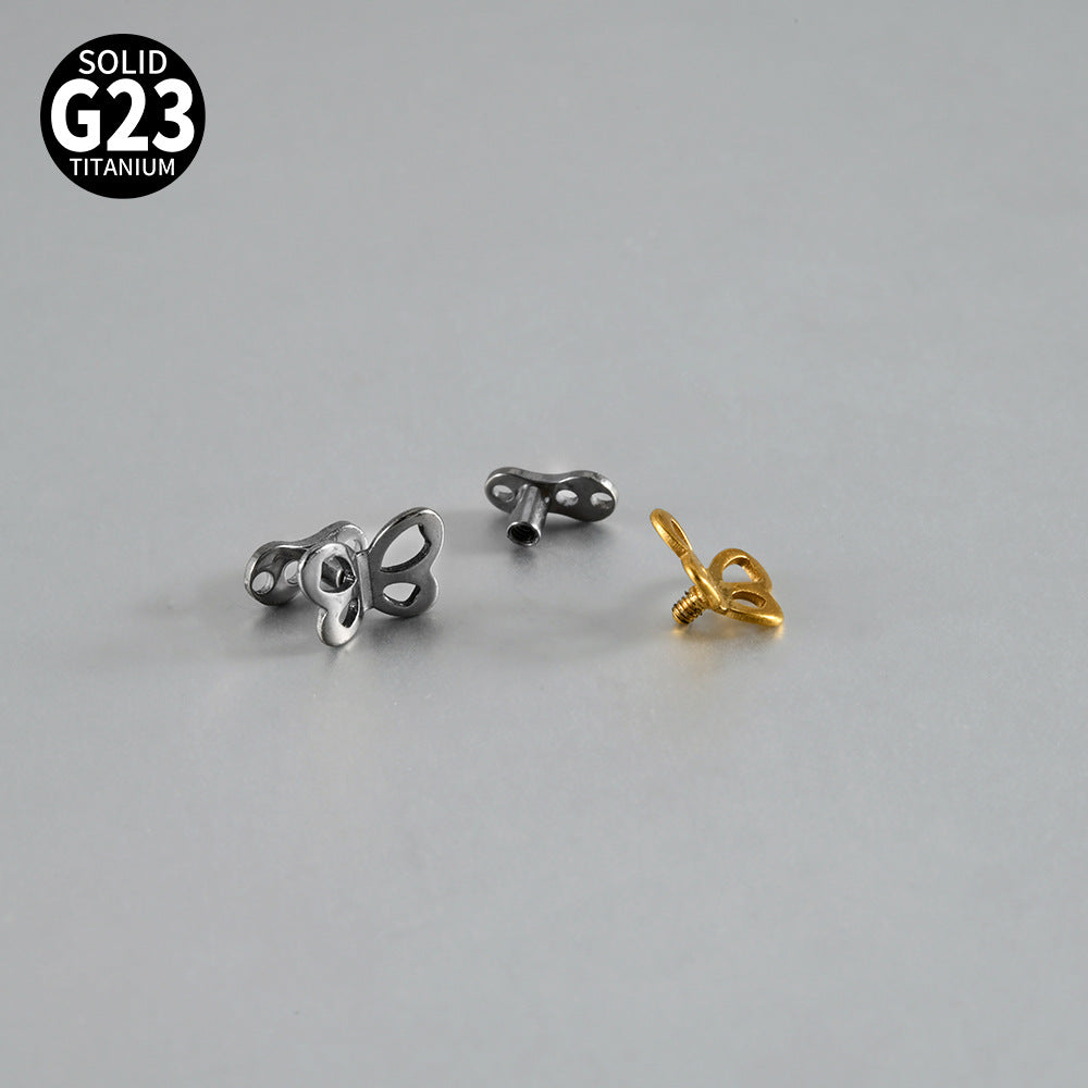 ASTM F136 Titanium Hollow Butterfly Dermal Anchor – Internally Threaded Surface Piercing Jewelry