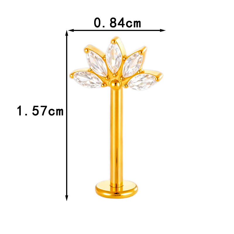 G23 Titanium Flower Lip Piercing & Cartilage Piercing Jewelry – High-End Design with Zircon | Wanti Jewelry