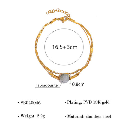 18K Gold Plated Titanium Steel Four-Leaf Clover Shell Pendant Necklace & Bracelet Set | Elegant Crystal Jewelry