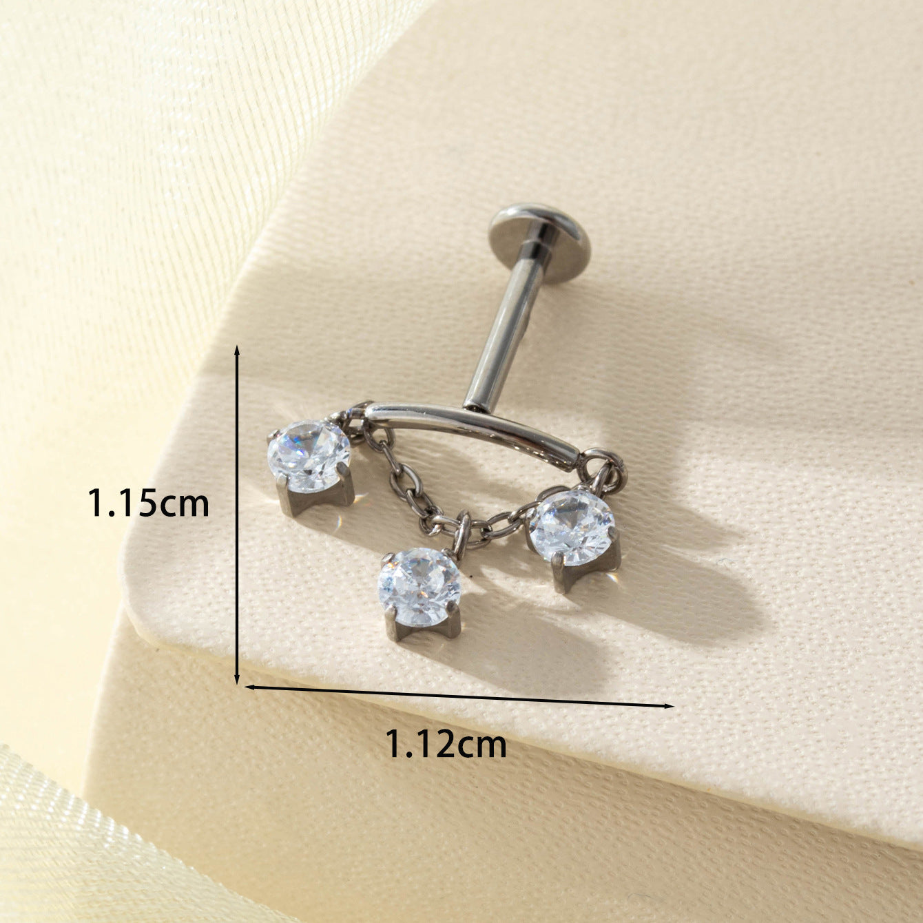 F136 Titanium Zircon Chain Piercing Jewelry – Push Pin Lip & Cartilage Stud,  Drop Designs