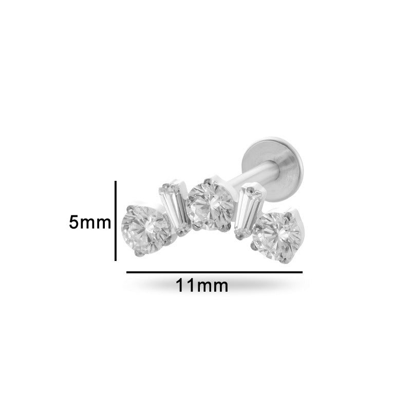 G23/F136 Titanium Zircon Luxury Ear Cartilage & Lip Piercing Jewelry