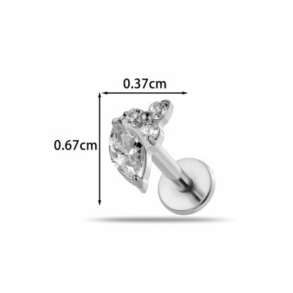 Implant Grade ASTM F136 Titanium Delicate CZ Flat Back Stud | Internal Thread Ear & Lip Piercing Jewelry
