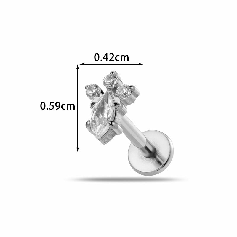 Implant Grade ASTM F136 Titanium Delicate CZ Flat Back Stud | Internal Thread Ear & Lip Piercing Jewelry