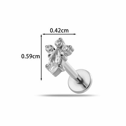 Implant Grade ASTM F136 Titanium Delicate CZ Flat Back Stud | Internal Thread Ear & Lip Piercing Jewelry