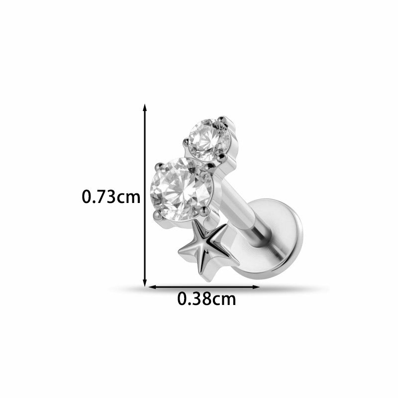 Implant Grade ASTM F136 Titanium Delicate CZ Flat Back Stud | Internal Thread Ear & Lip Piercing Jewelry