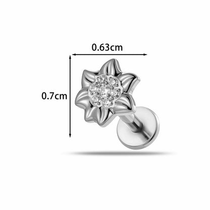 Implant Grade ASTM F136 Titanium Delicate CZ Flat Back Stud | Internal Thread Ear & Lip Piercing Jewelry
