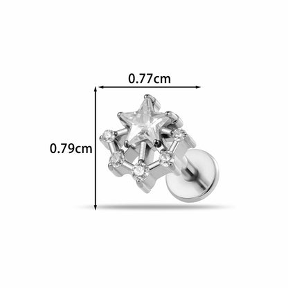 Implant Grade ASTM F136 Titanium Delicate CZ Flat Back Stud | Internal Thread Ear & Lip Piercing Jewelry