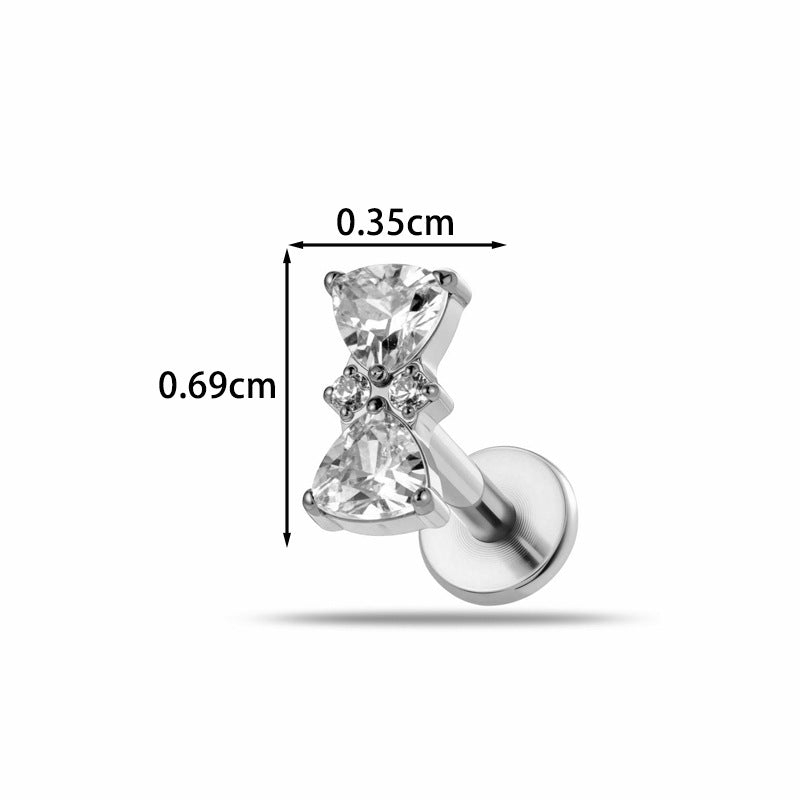 Implant Grade ASTM F136 Titanium Delicate CZ Flat Back Stud | Internal Thread Ear & Lip Piercing Jewelry