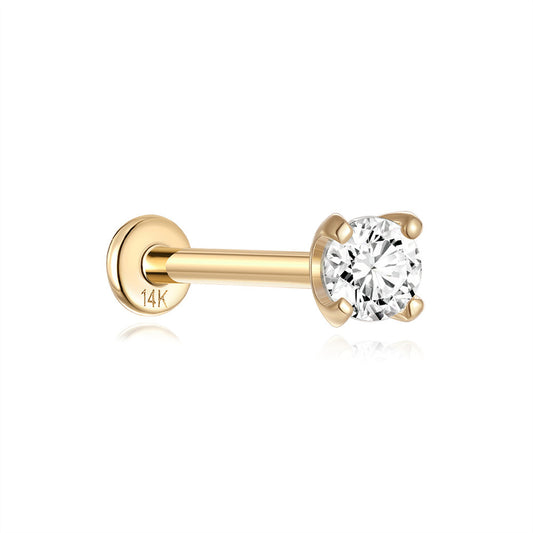 14K Gold Four-Claw Zircon Stud Earrings – Dainty, Hypoallergenic & Everyday Ready