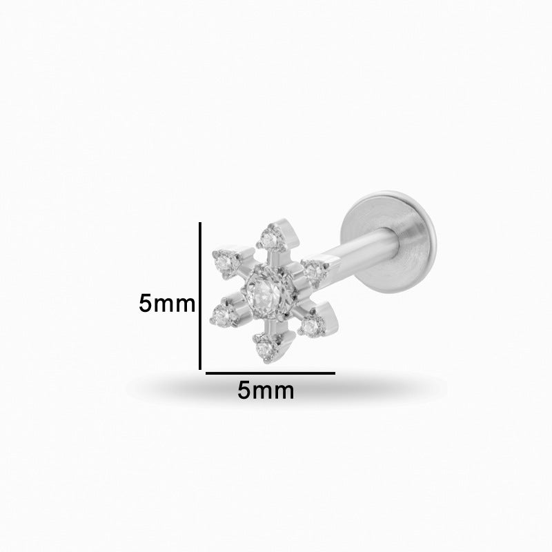 G23/F136 Titanium Zircon Lip & Cartilage Piercing Jewelry | Internally Threaded Studs | Fashionable & Hypoallergenic