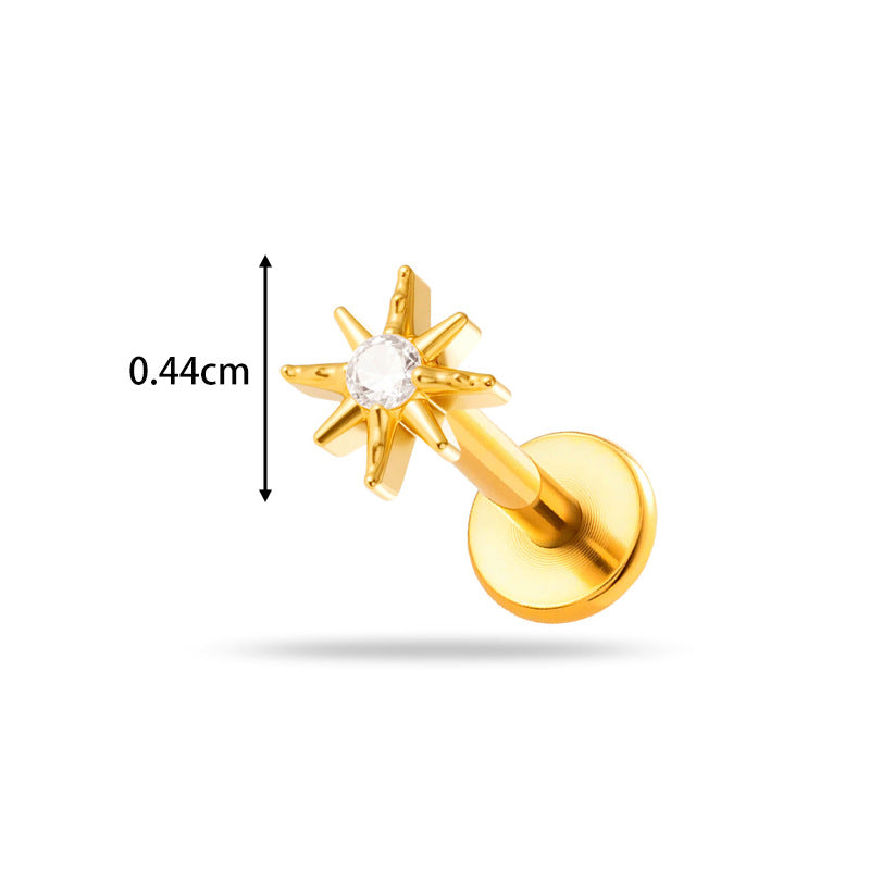 Implant Grade ASTM F136 Titanium Threadless Push Pin Zircon Flat Back Stud | Minimal Helix Cartilage Tragus Lip Piercing Jewelry