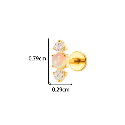 G23/F136 Titanium Opal Flat Back Labret Stud | Colorful Opal Piercing Jewelry for Lip & Ear