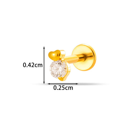 Implant Grade G23 ASTM F136 Titanium Micro CZ Flat Back Cartilage Stud | Internal Thread 16G Helix Tragus Earring