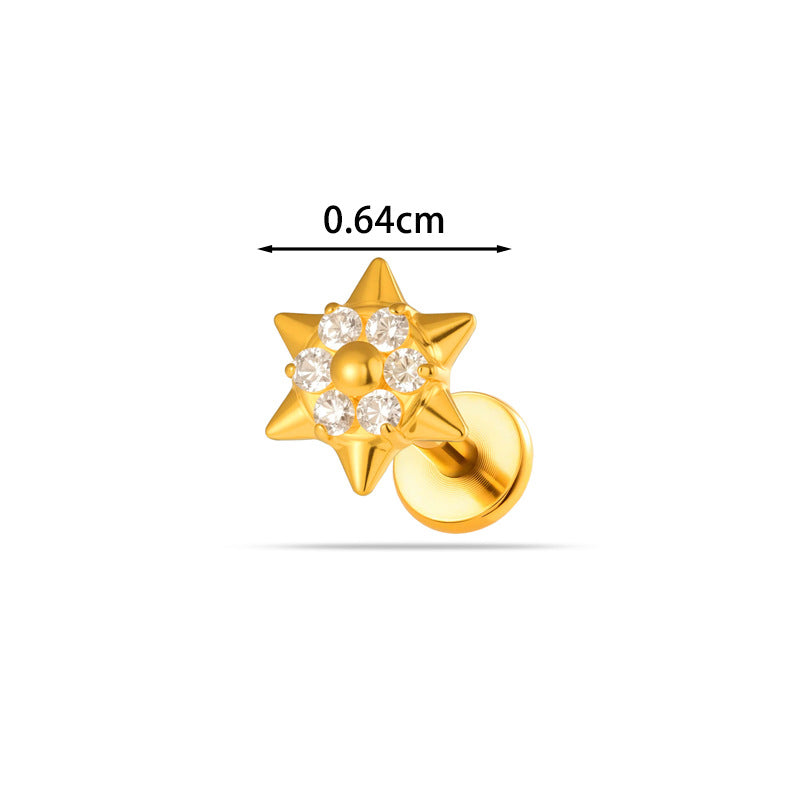 G23/F136 Titanium CZ Heart Flower Carousel Internal Thread Lip & Cartilage Stud | 10 Styles