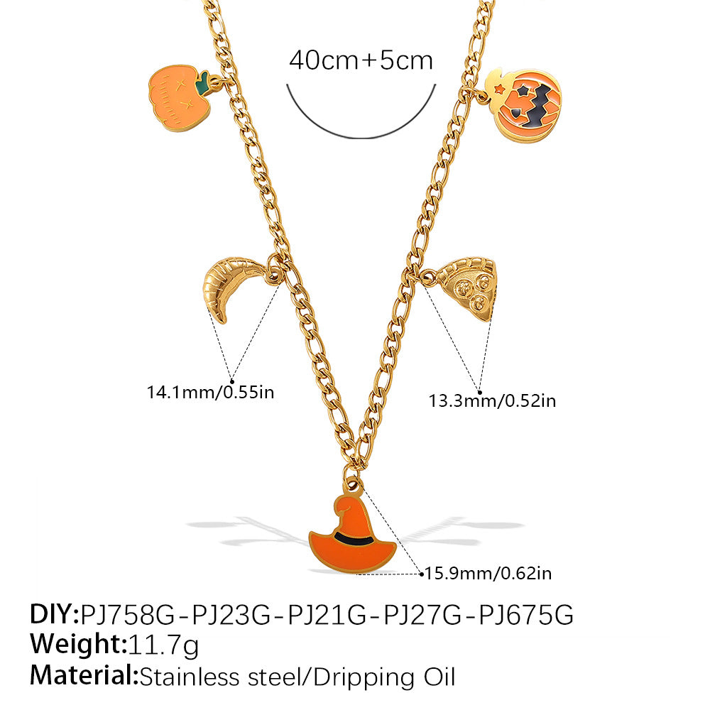 Holiday Collection – Gold Plated Stainless Steel Multishape Pendant Tassel Necklace | Halloween & Christmas Jewelry